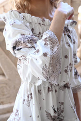 Boho Blossom Mini Dress 19689 White