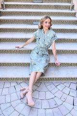 Classic Bloom Midi Dress 19850 Light Green