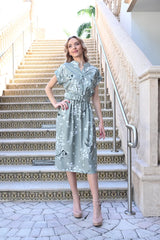 Classic Bloom Midi Dress 19850 Light Green
