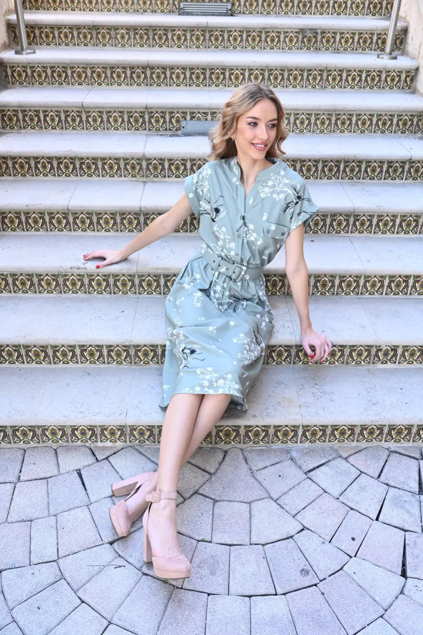 Vintage Bloom Midi Dress