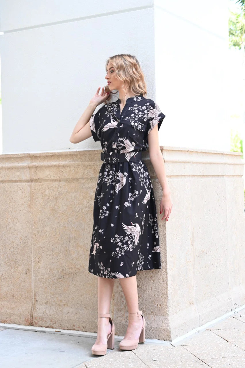 Vintage Bloom Midi Dress